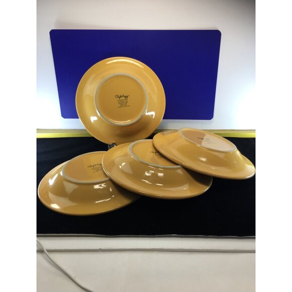 Style Happy Stoneware Rimmed Soup Pasta Bowls Yellow 9.5'' - Set of 4 - Picture 8 of 13